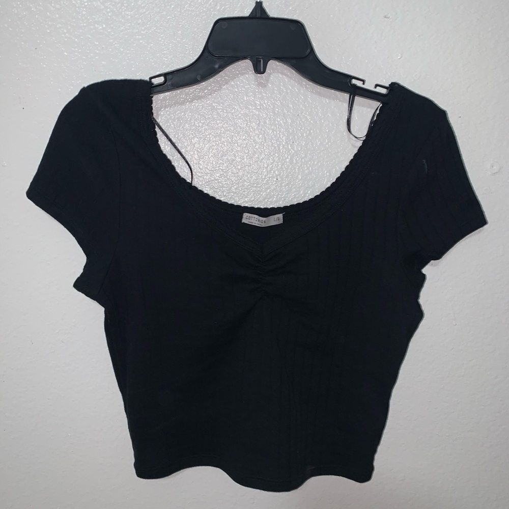 Black Cropped Top Cotton